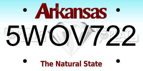 5WOV722 Arkansas License Plate
