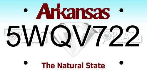 5WQV722 Arkansas License Plate