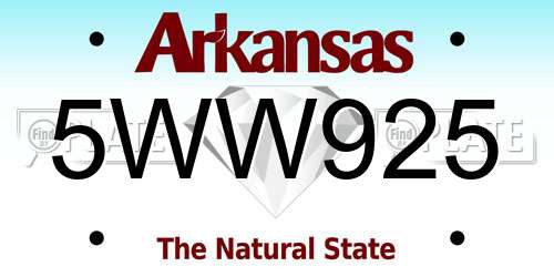 5WW925 Arkansas License Plate