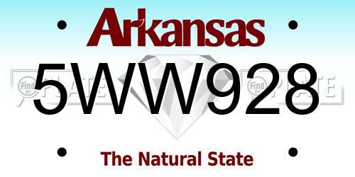 5WW928 Arkansas License Plate