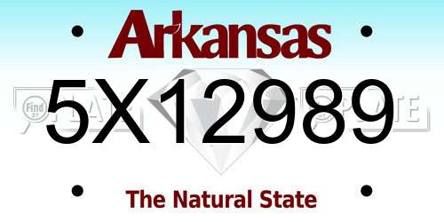 5X12989 Arkansas License Plate