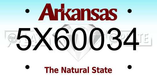 5X60034 Arkansas License Plate