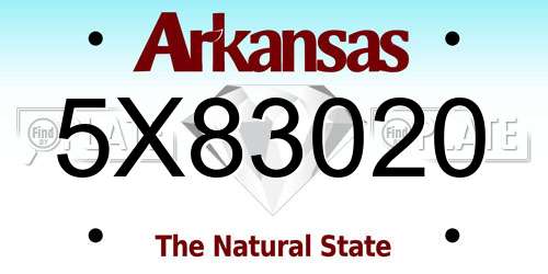 5X83020 Arkansas License Plate