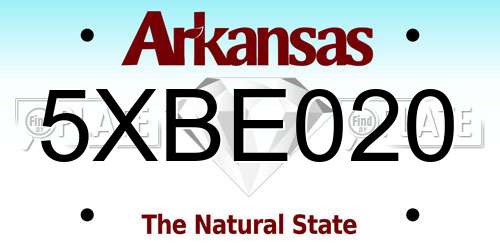 5XBE020 Arkansas License Plate