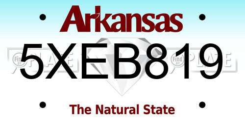 5XEB819 Arkansas License Plate