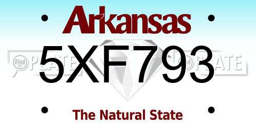 5XF793 Arkansas License Plate