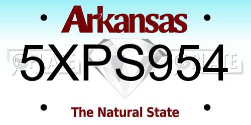 5XPS954 Arkansas License Plate