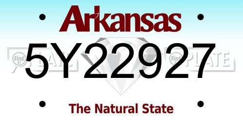 5Y22927 Arkansas License Plate