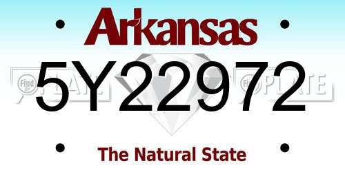 5Y22972 Arkansas License Plate
