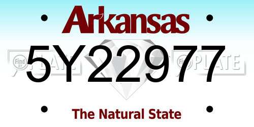 5Y22977 Arkansas License Plate