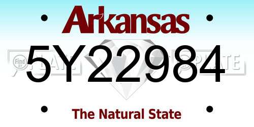 5Y22984 Arkansas License Plate