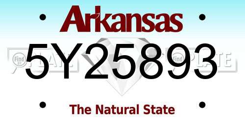 5Y25893 Arkansas License Plate