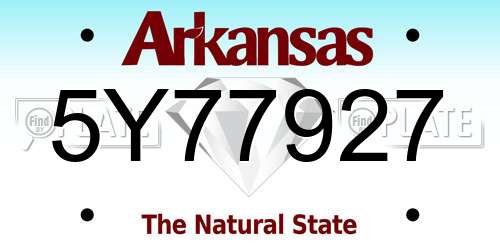 5Y77927 Arkansas License Plate