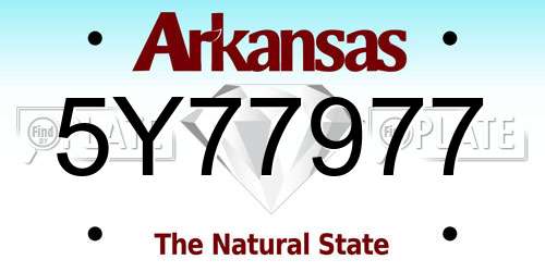 5Y77977 Arkansas License Plate