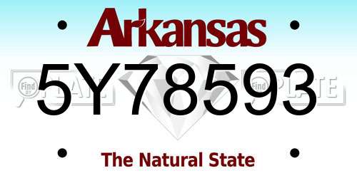 5Y78593 Arkansas License Plate