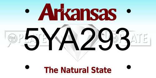 5YA293 Arkansas License Plate