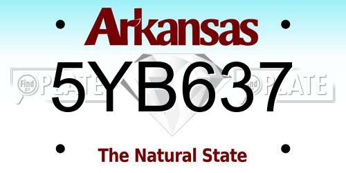 5YB637 Arkansas License Plate