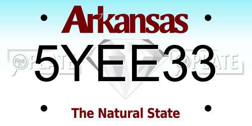 5YEE33 Arkansas License Plate