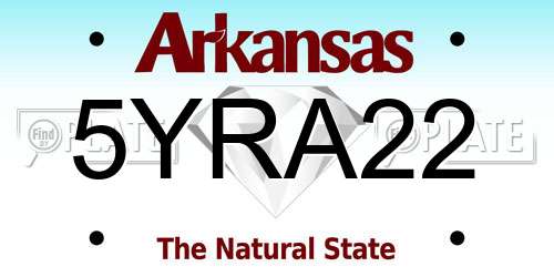 5YRA22 Arkansas License Plate