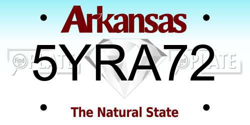 5YRA72 Arkansas License Plate