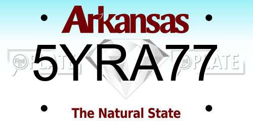 5YRA77 Arkansas License Plate