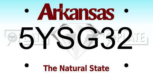 5YSG32 Arkansas License Plate