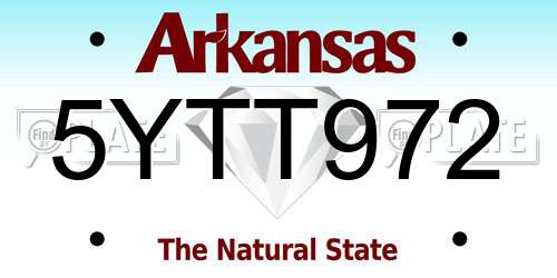 5YTT972 Arkansas License Plate