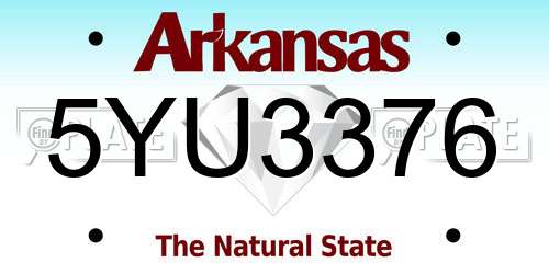 5YU3376 Arkansas License Plate
