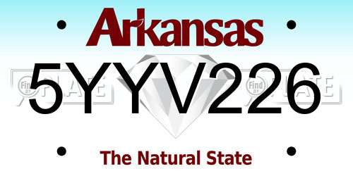 5YYV226 Arkansas License Plate