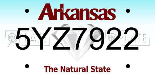 5YZ7922 Arkansas License Plate