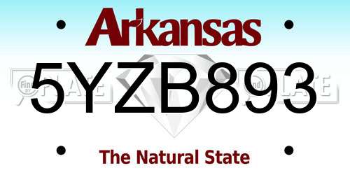 5YZB893 Arkansas License Plate