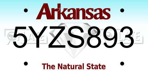 5YZS893 Arkansas License Plate