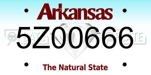 5Z00666 Arkansas License Plate