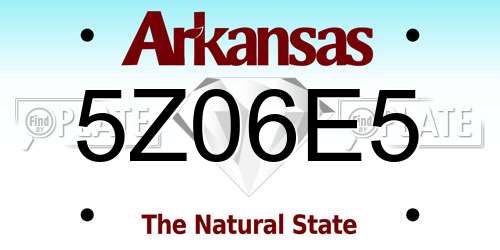 5Z06E5 Arkansas License Plate