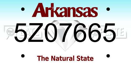 5Z07665 Arkansas License Plate