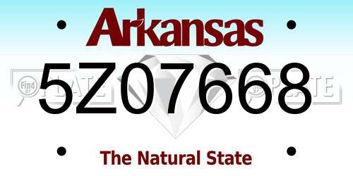 5Z07668 Arkansas License Plate