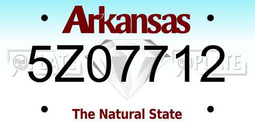 5Z07712 Arkansas License Plate