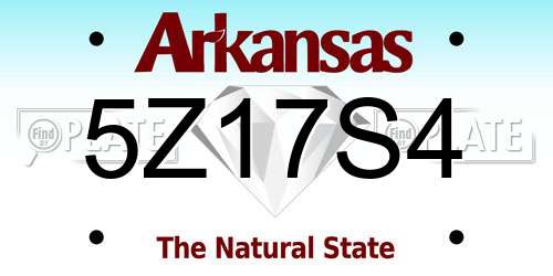 5Z17S4 Arkansas License Plate