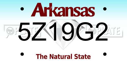 5Z19G2 Arkansas License Plate
