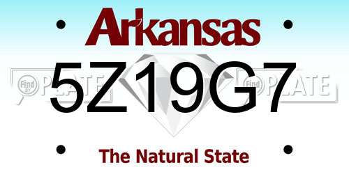 5Z19G7 Arkansas License Plate