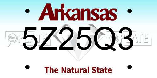5Z25Q3 Arkansas License Plate