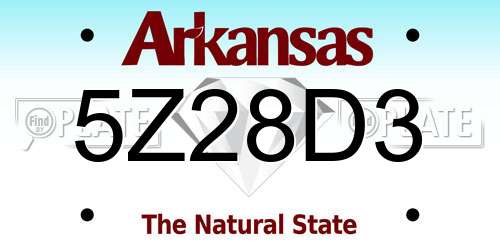 5Z28D3 Arkansas License Plate