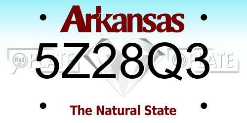 5Z28Q3 Arkansas License Plate
