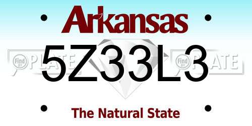 5Z33L3 Arkansas License Plate