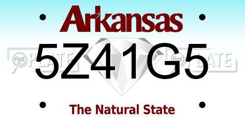5Z41G5 Arkansas License Plate