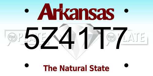 5Z41T7 Arkansas License Plate