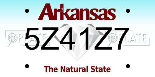 5Z41Z7 Arkansas License Plate