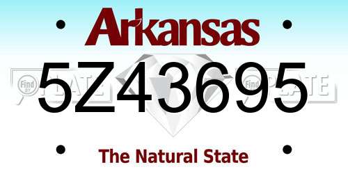 5Z43695 Arkansas License Plate