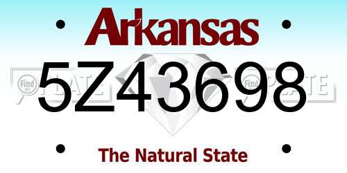 5Z43698 Arkansas License Plate