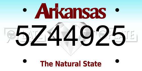 5Z44925 Arkansas License Plate